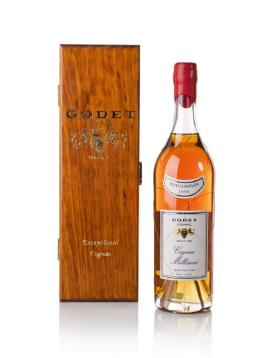 View full screen - View 1 of Lot 124. Godet Cognac Millesime Petite Champage 40.0 abv 1975 .