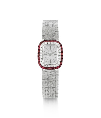 View full screen - View 1 of Lot 165. Piaget & Jean Eté | Montre bracelet de dame diamants et rubis | Lady's diamond and ruby bracelet watch.