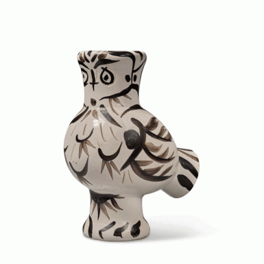 View full screen - View 1 of Lot 13. Chouette aux plumes (Alain Ramié 122).