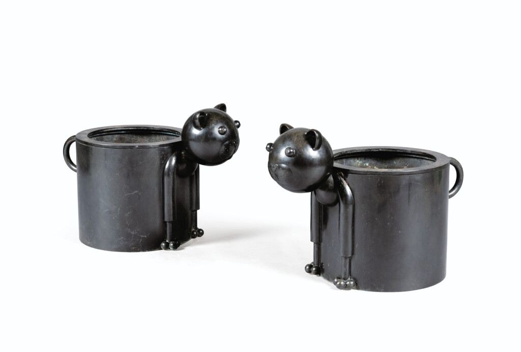 View full screen - View 1 of Lot 60. Pair of chat-pots, 2013.