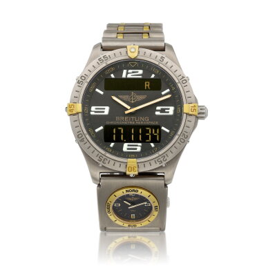 View full screen - View 1 of Lot 8901. Areospace, Reference F75362 | A yellow gold and titanium multi function wristwatch with bracelet, Circa 2008 | 百年靈 | Areospace 型號F75362 | 黃金及鈦金屬多功能鏈帶腕錶,約2008年製.