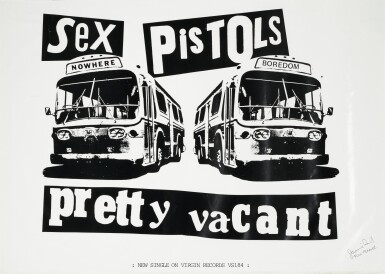 View full screen - View 1 of Lot 38. Jamie Reid | Pretty Vacant, promotional poster, 1 July 1977.