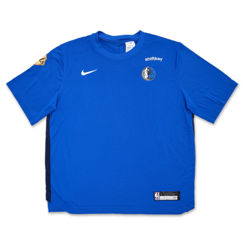 View full screen - View 1 of Lot 38. Luka Dončić Dallas Mavericks 2024 NBA Finals Game Issued Short Sleeve Shooting Shirt.