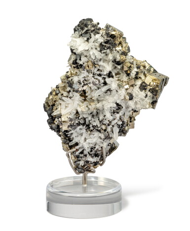 View full screen - View 1 of Lot 86. Natural Sculpture of Pyrite, Sphalerite, and Quartz.