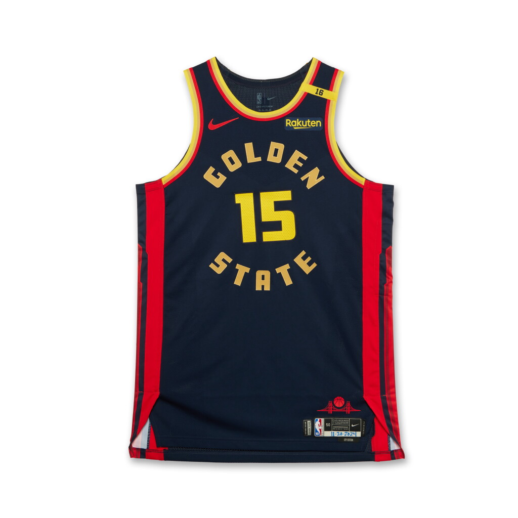 View full screen - View 1 of Lot 66. Gui Santos Golden State Warriors 2024-2025 Game Issued City Edition Jersey.