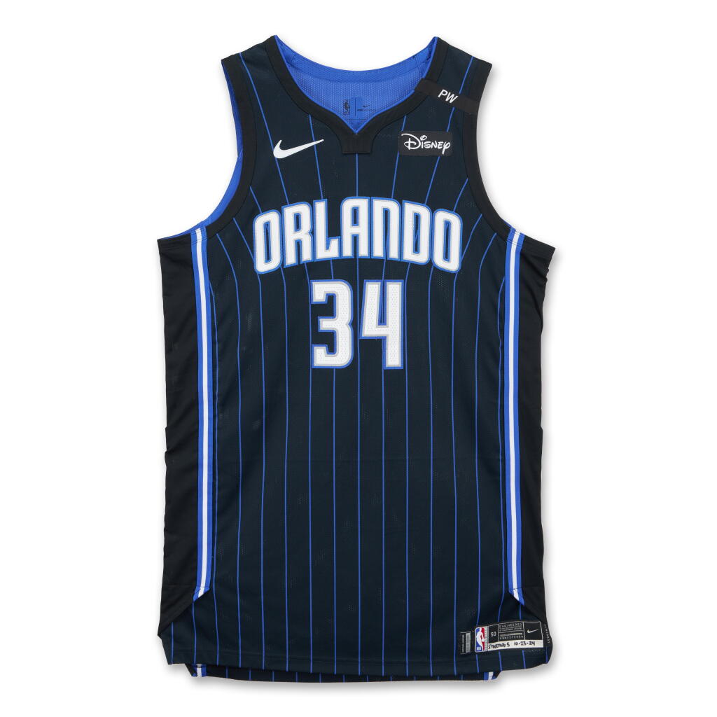 View full screen - View 1 of Lot 87. Wendell Carter Jr. Orlando Magic 2024-2025 Kia NBA Tip-Off Game Worn Icon Edition Jersey .