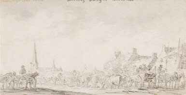 View full screen - View 1 of Lot 119. The horse market in Valkenburg.