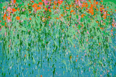 View full screen - View 1 of Lot 918. Walasse Ting 丁雄泉 | Peach blossom and willow giggling together 桃紅柳綠.