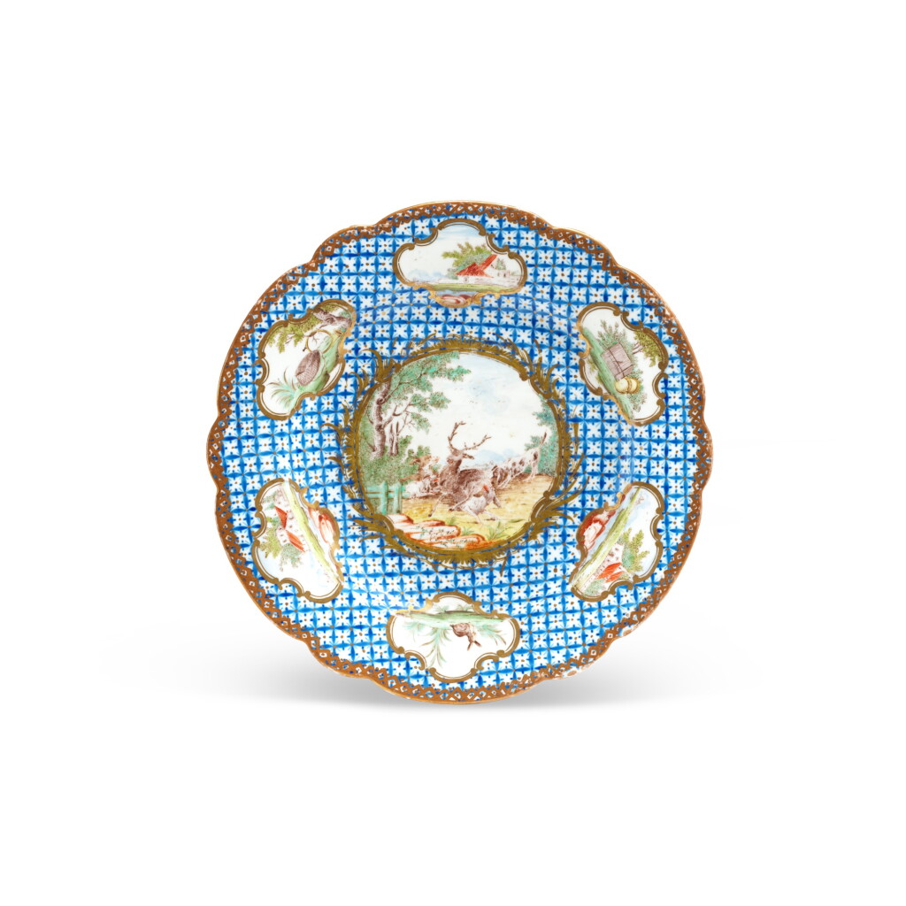 View full screen - View 1 of Lot 328. A Chantilly 'Bleu Mosaïque et Or' Plate, Circa 1753-60.