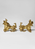 A Pair of Louis XV Gilt-Bronze Chenets, Mid-18th Century