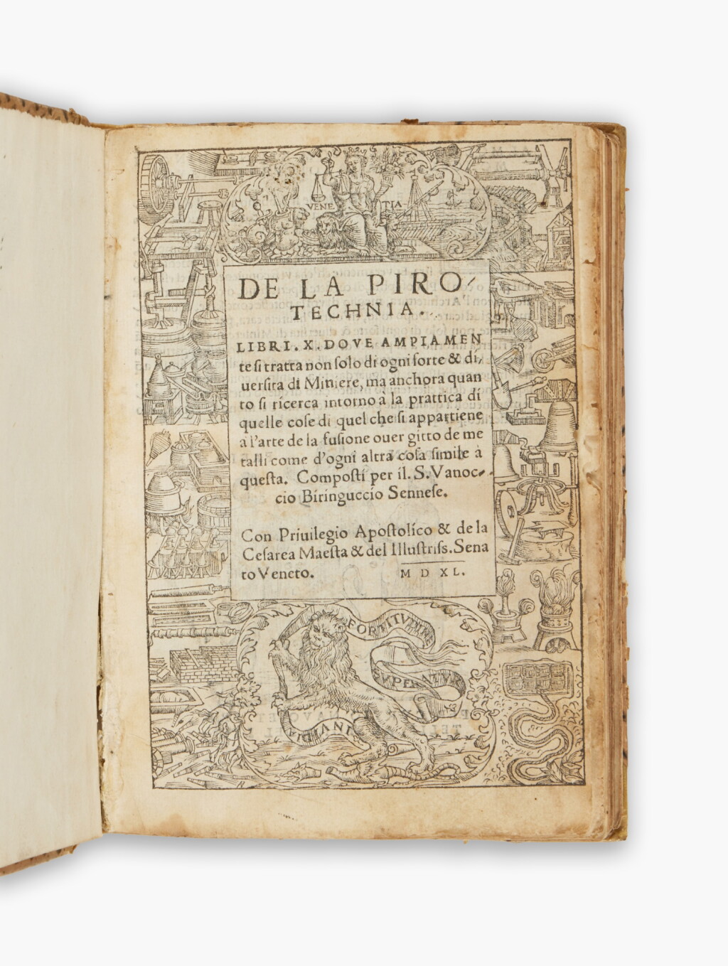 View full screen - View 1 of Lot 47. Biringucci, Vannoccio | First edition of Pirotechnia, the Norman copy.