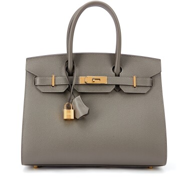 View full screen - View 1 of Lot 5640. Gris Meyer Epsom Birkin 30 Sellier Gold Hardware, 2022.