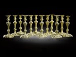 Royal: A set of twelve silver-gilt candlesticks, two William Solomon, London, 1753; eight Thomas Pitts II and two John Mewburn, London, 1806