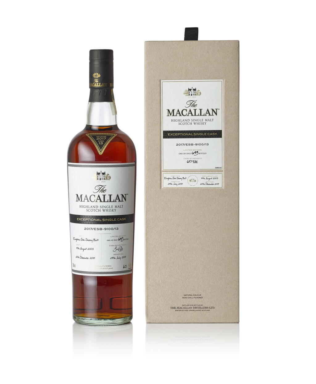 View full screen - View 1 of Lot 6016. The Macallan Exceptional Single Cask 2017/ESB-9100/13 60.0 abv 2003 (1 BT70).
