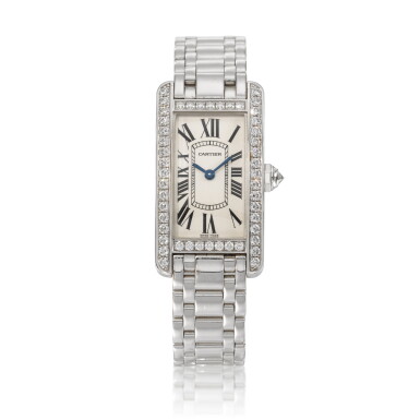 View full screen - View 1 of Lot 56. Diamond-set wristwatch, 'Tank Américaine'.