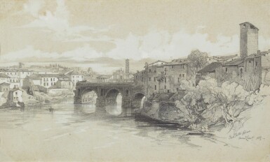 View full screen - View 1 of Lot 273. EDWARD LEAR | VIEW OF THE PONTE ROTTO, ROME.