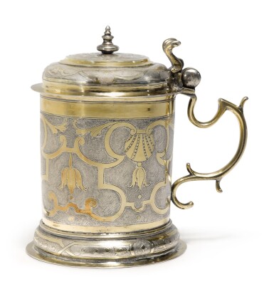 View full screen - View 1 of Lot 9. A German Parcel-Gilt Silver Tankard, Early 18th Century.
