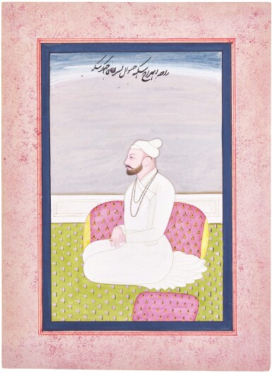 View full screen - View 1 of Lot 43. A seated portrait of Raja Abhiraj Singh Jaswal (r. circa 1765-70) of Jaswan, North India, Kangra, circa 1760-70.