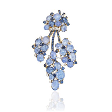 View full screen - View 1 of Lot 41. Sapphire and Diamond Clip-Brooch, Paris.