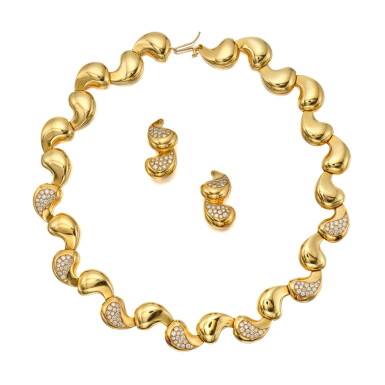View full screen - View 1 of Lot 445. Gold and Diamond 'Virgo' Necklace and Pair of Earclips.