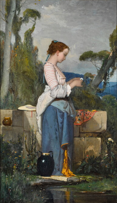 View full screen - View 1 of Lot 76. HENRI TAUREL | A YOUNG WOMAN AT A WELL.