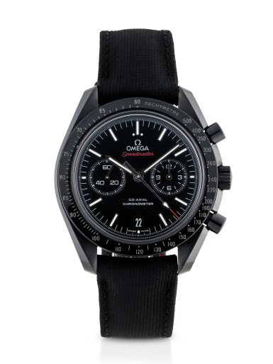 View full screen - View 1 of Lot 28. OMEGA | DARK SIDE OF THE MOON SPEEDMASTER, REF 31192445101003 BLACK CERAMIC CHRONOGRAPH WRISTWATCH WITH DATE CIRCA 2013.