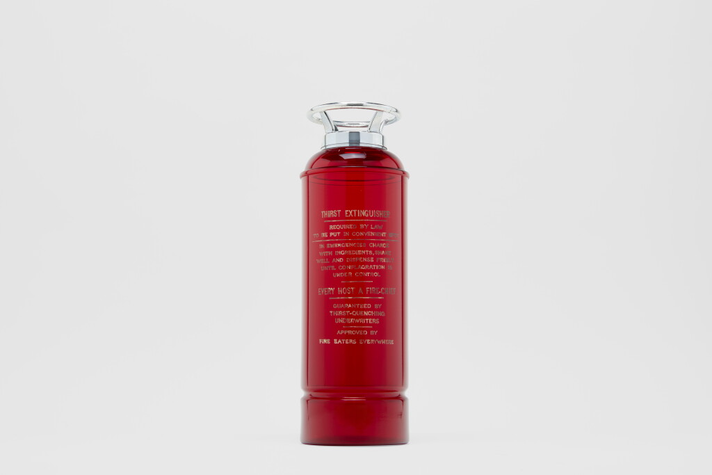 View full screen - View 1 of Lot 1. AN AMERICAN ART DECO RUBY RED GLASS COCKTAIL SHAKER.