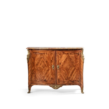 View full screen - View 1 of Lot 84. A Louis XV gilt-bronze mounted kingwood veneered commode à vantaux, circa 1760, stamped by Germain Landrin.