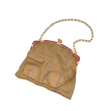 View full screen - View 1 of Lot 289. Three-Color Gold, Ruby and Diamond Purse, France.