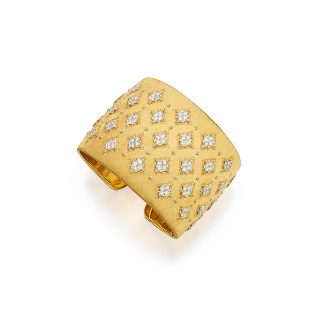 View full screen - View 1 of Lot 79. GOLD AND DIAMOND CUFF-BRACELET, BUCCELLATI.