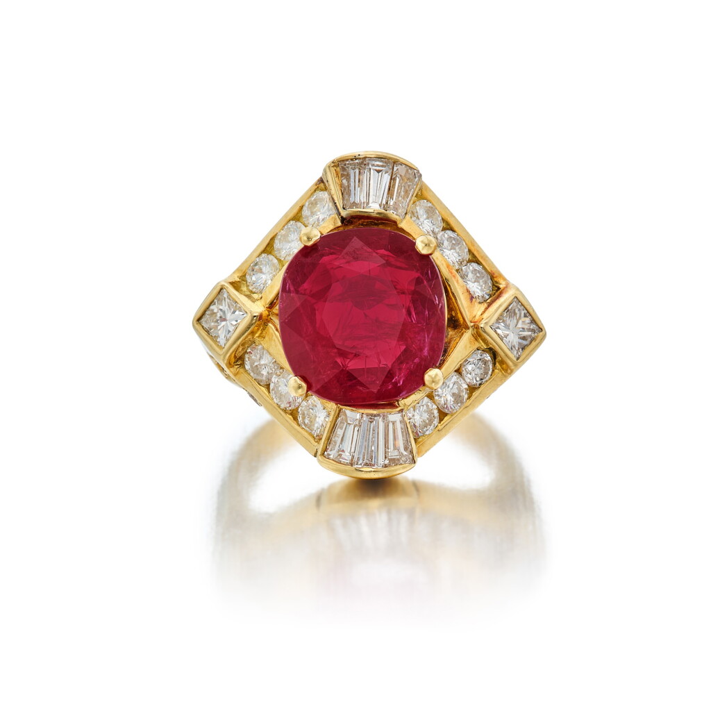 View full screen - View 1 of Lot 236. Ruby and Diamond Ring.