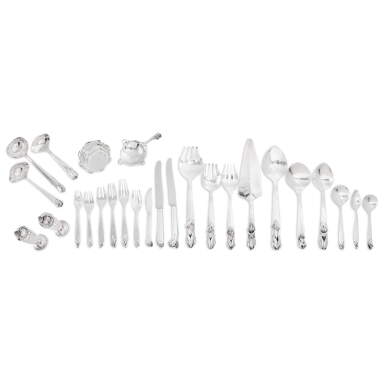 View full screen - View 1 of Lot 183. An American Silver Jack-in-the-Pulpit Pattern Flatware Service, Peer Smed and Lona P. Schaeffer, Brooklyn, NY, Circa 1930.