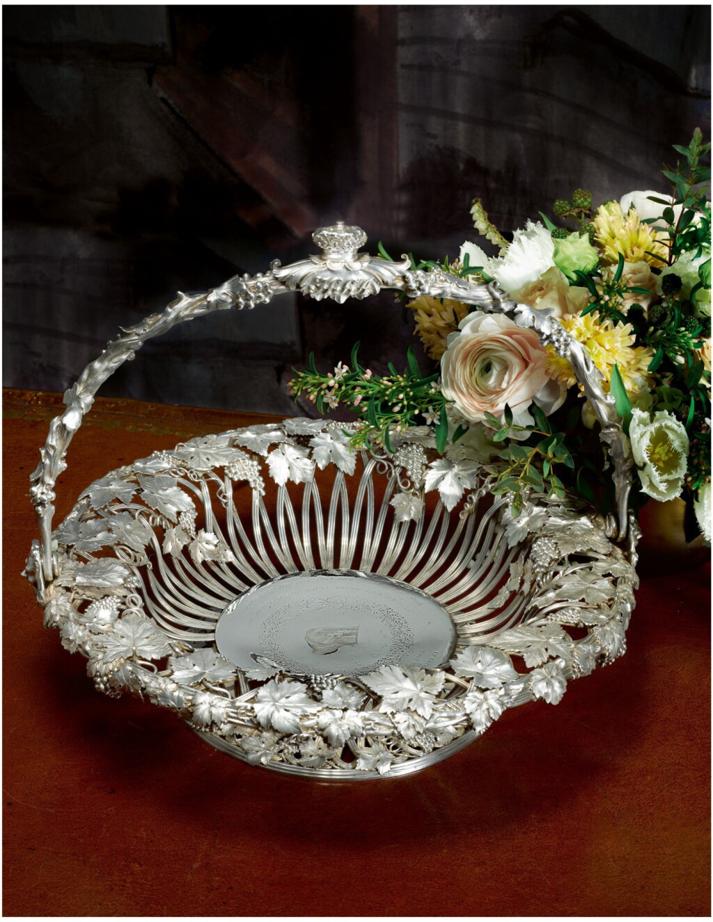 View full screen - View 1 of Lot 14. A GEORGE IV SILVER BASKET FROM THE DUCHESS OF ST. ALBANS SERVICE, JOHN BRIDGE FOR RUNDELL, BRIDGE AND RUNDELL, LONDON, 1827.