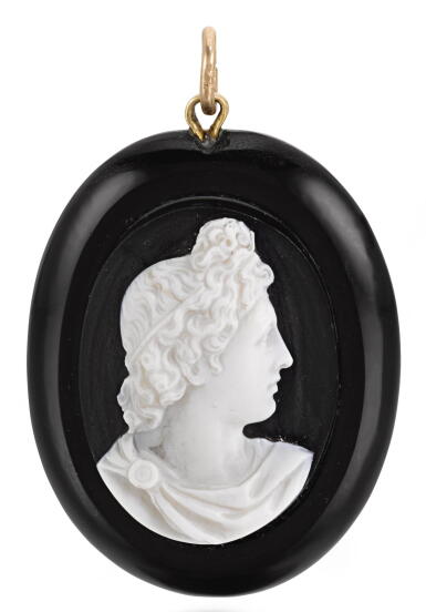 View full screen - View 1 of Lot 97. ITALIAN, 19TH CENTURY | CAMEO WITH A BUST OF THE APOLLO BELVEDERE.