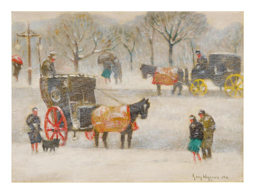 View full screen - View 1 of Lot 101. GUY CARLETON WIGGINS | THE PLAZA IN WINTER.