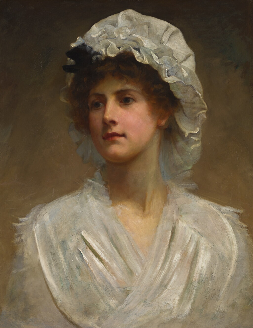 View full screen - View 1 of Lot 26. PHILIP HERMOGENES CALDERON, R.A. | PORTRAIT OF A YOUNG WOMAN.