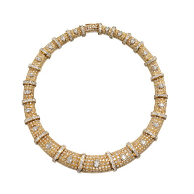 View full screen - View 1 of Lot 482. Gold and Diamond Necklace.