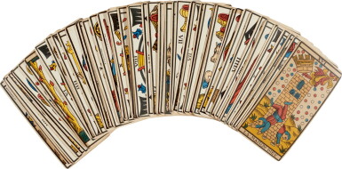 View full screen - View 1 of Lot 22. Tarot de Marseille | Deck of cards owned by Sylvia Plath.