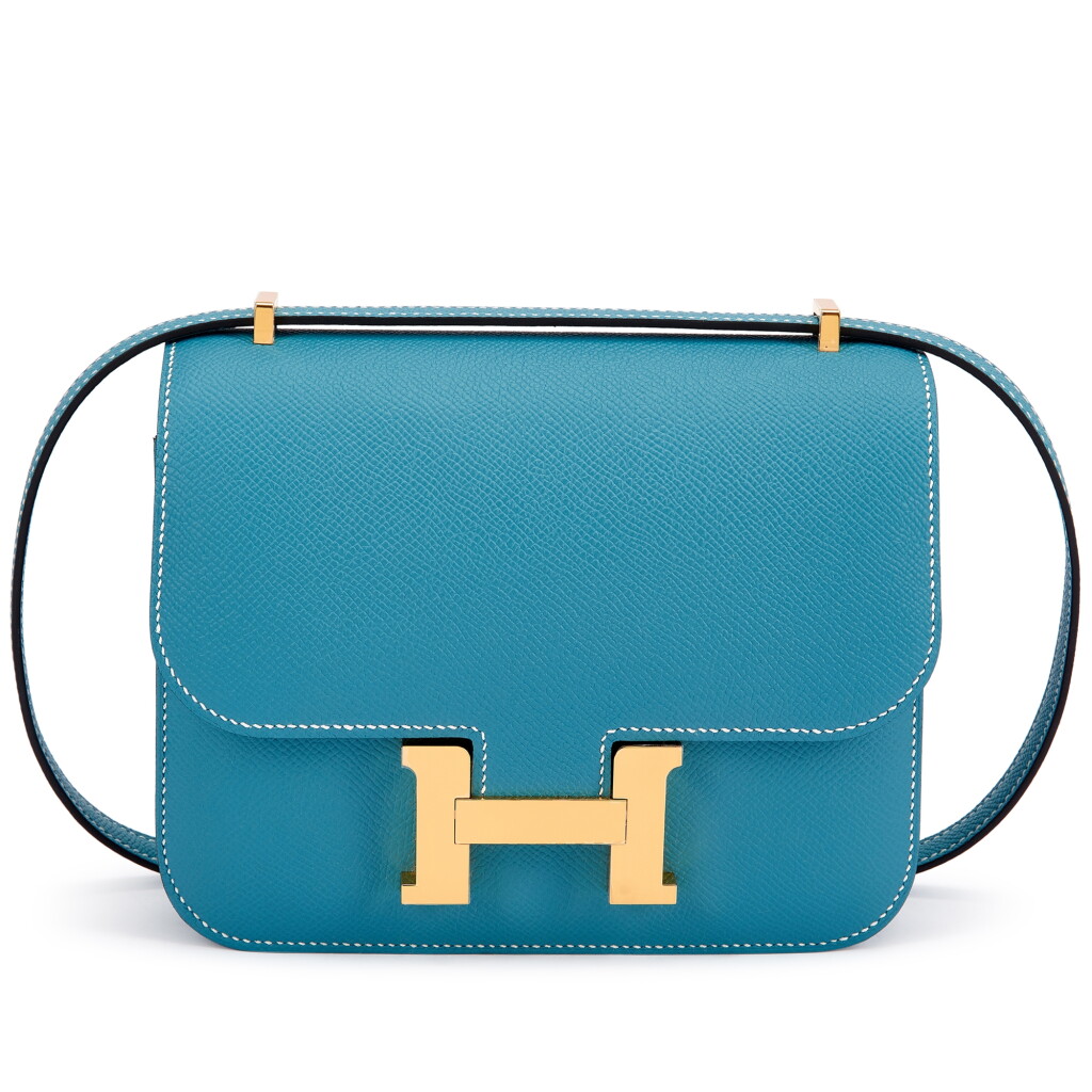 View full screen - View 1 of Lot 925. Bleu Jean Epsom Mini Constance 18 Gold Hardware, 2024.
