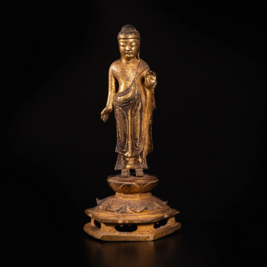 View full screen - View 1 of Lot 616. A gilt-bronze figure of Buddha, Korea, Silla period.