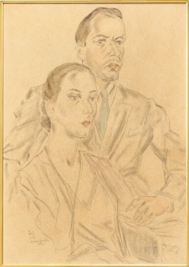 View full screen - View 1 of Lot 718. Léonard Tsuguharu Foujita 藤田嗣治 | Portrait d’Albert Lunt et Lynn Fontane 阿爾伯特·蘭德,琳恩·芳婷肖像.