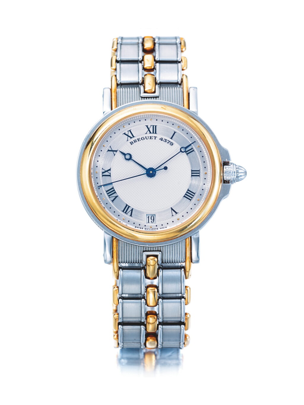 View full screen - View 1 of Lot 137. BREGUET | MARINE, A STAINLESS STEEL AND YELLOW GOLD AUTOMATIC CENTER SECONDS WRISTWATCH WITH DATE AND BRACELET CIRCA 1995.