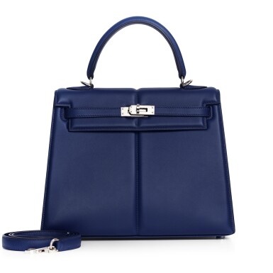 View full screen - View 1 of Lot 152. Limited Edition Bleu Saphir Swift Padded Kelly 25 Sellier Palladium Hardware, 2022.