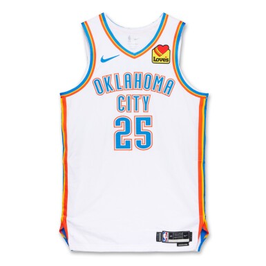 View full screen - View 1 of Lot 33. Ajay Mitchell Oklahoma City Thunder 2025 NBA Playoffs Western Conference Round 1 Game Worn Association Edition Jersey | Game 1 | Playoff Debut | 'Championship Run' .