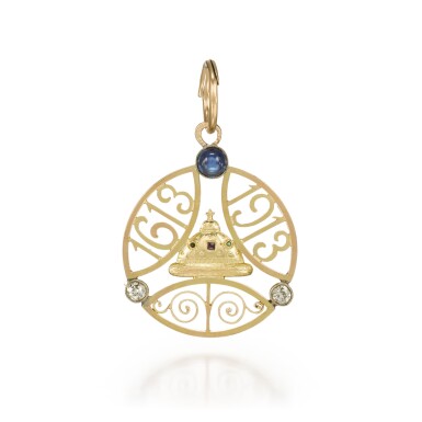 View full screen - View 1 of Lot 142. A jewelled gold tercentenary pendant.