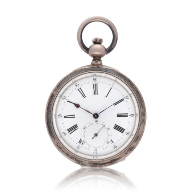 View full screen - View 1 of Lot 129. Swiss & English A double-dialled calendar watch together with a nickel cased barometer Circa 1880.