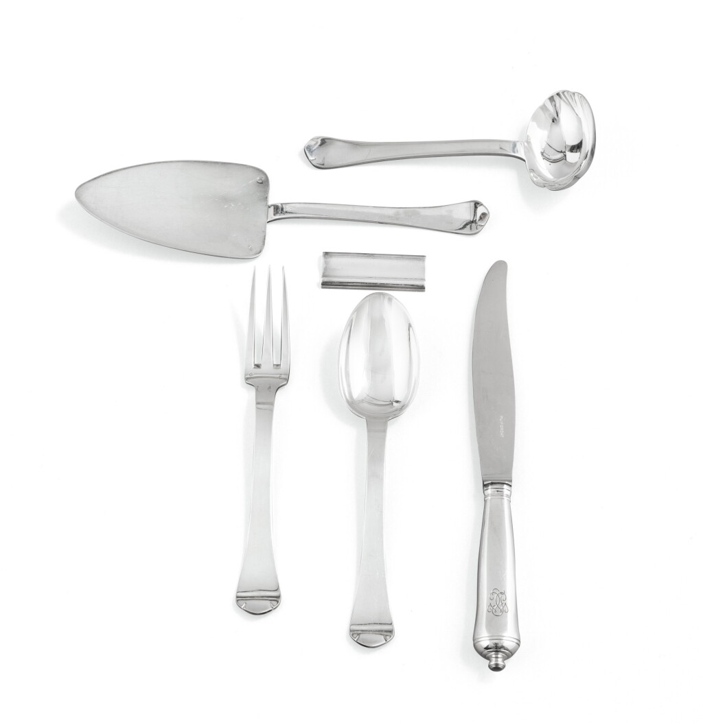 View full screen - View 1 of Lot 21. A French silver 227-piece flatware set, Puiforcat, Paris, circa 1950 | Ménagère de 227 pièces en argent par Puiforcat, Paris, vers 1950.