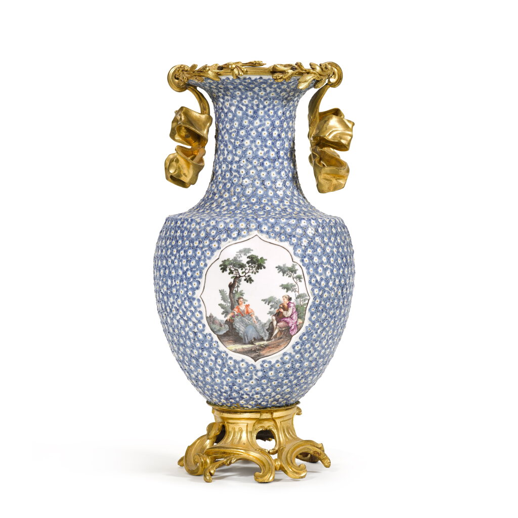 View full screen - View 1 of Lot 26. A Meissen gilt-metal mounted baluster vase, circa 1745-50, the mounts later.