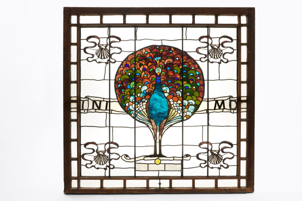 View full screen - View 1 of Lot 433. "Peacock" Transom Window from the Charles Carroll Lee House, New York, New York.