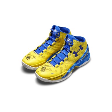 View full screen - View 1 of Lot 801. Under Armour Stephen Curry Game Worn Dual Signed Curry 2.
